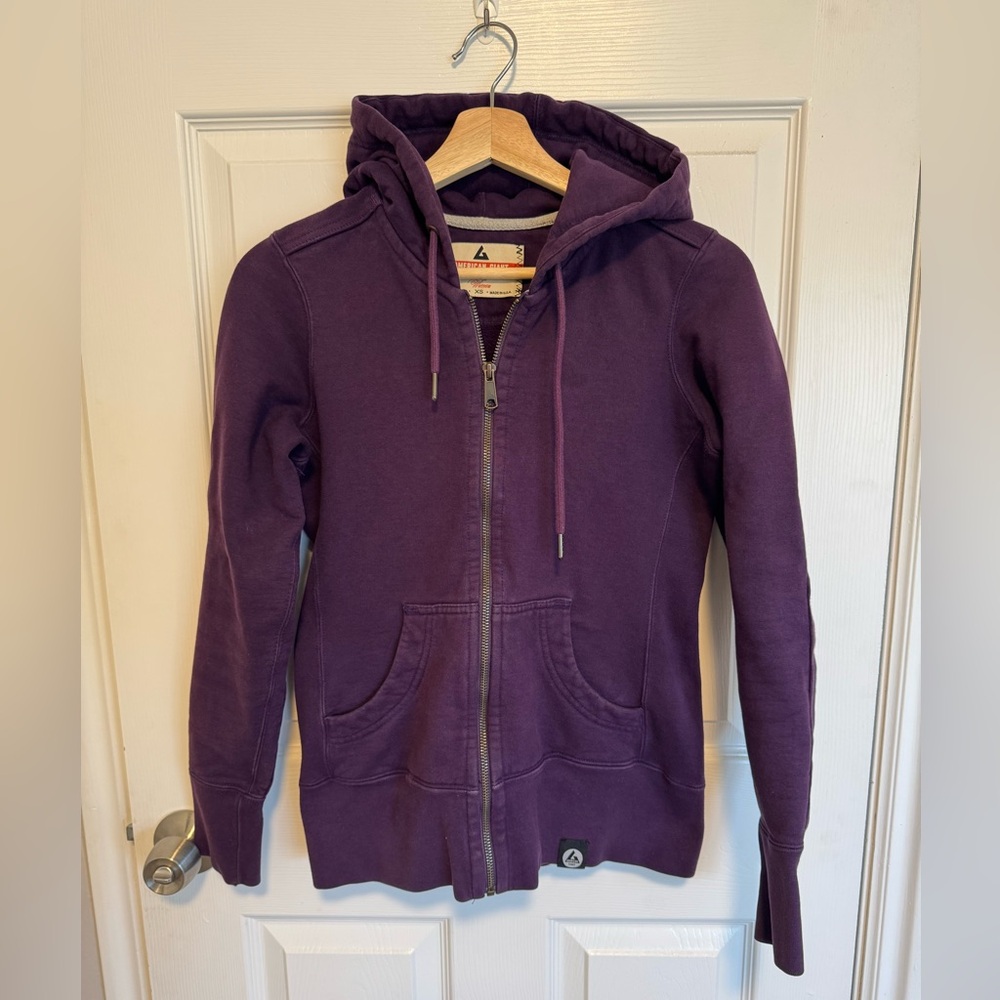 American Giant Jacket Full Zip Hoodie 100% Cotton Heavyweight Purple